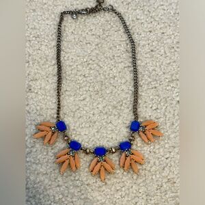 J crew statement necklace orange and blue